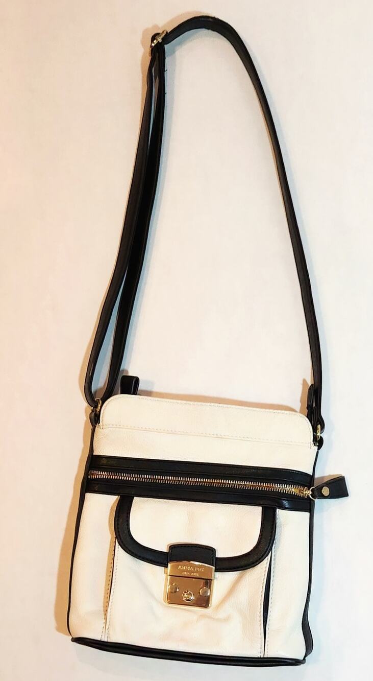 Emma Fox Crossbody Bag White Black Leather Purse Womens Medium